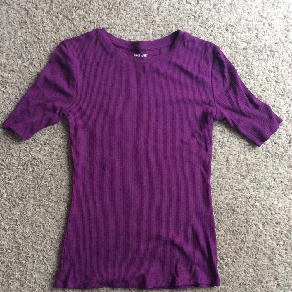 Nine West soft spun elbow blouse rubbed shirt